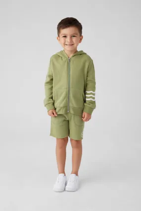 Kids Coastal Waves Zip Hoodie - Fatigue