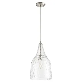 10" Single-Light Pendant with Clear Hammered Glass Shade