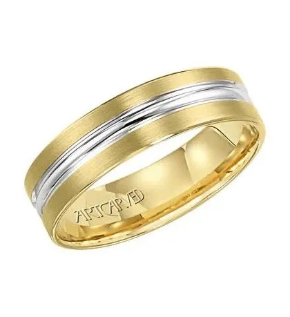 14k Two Tone Gold Satin finish with Concave polished center Band, size10