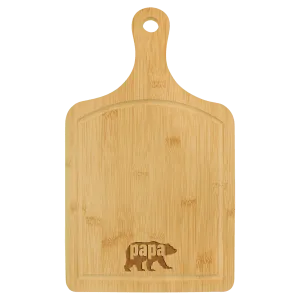 15 1/2" x 9"  Bamboo Paddle Shaped Cutting Board with Drip Ring