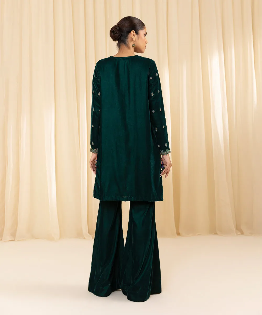 2 Piece - Embroidered Velvet Suit