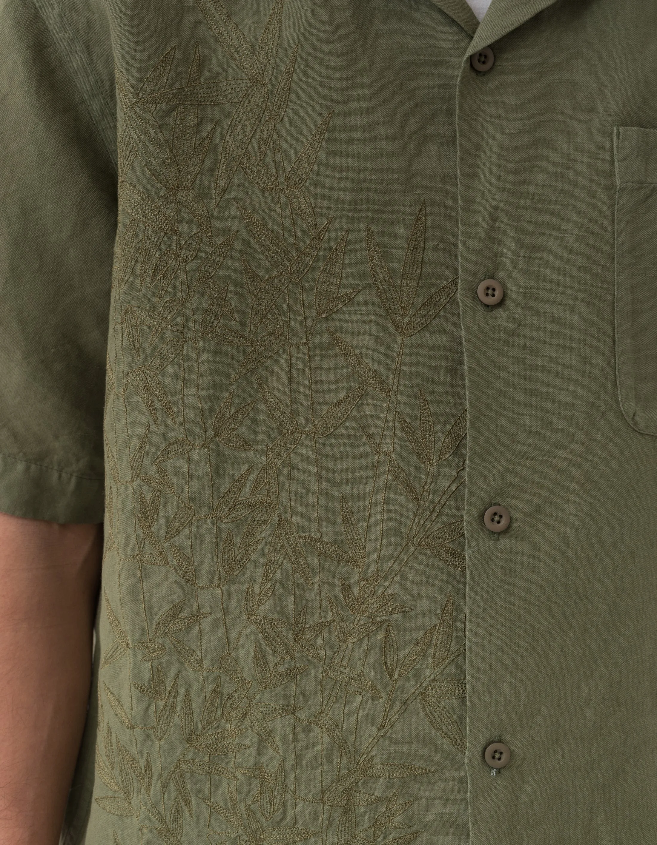 5078 Dragon Bamboo Hemp Shirt Olive OG-107F