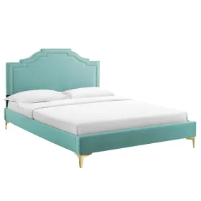 Adelaide Performance Velvet King Platform Bed By Modway - MOD-6862 - Mint