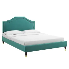 Adelaide Performance Velvet King Platform Bed By Modway - MOD-6863 - Teal