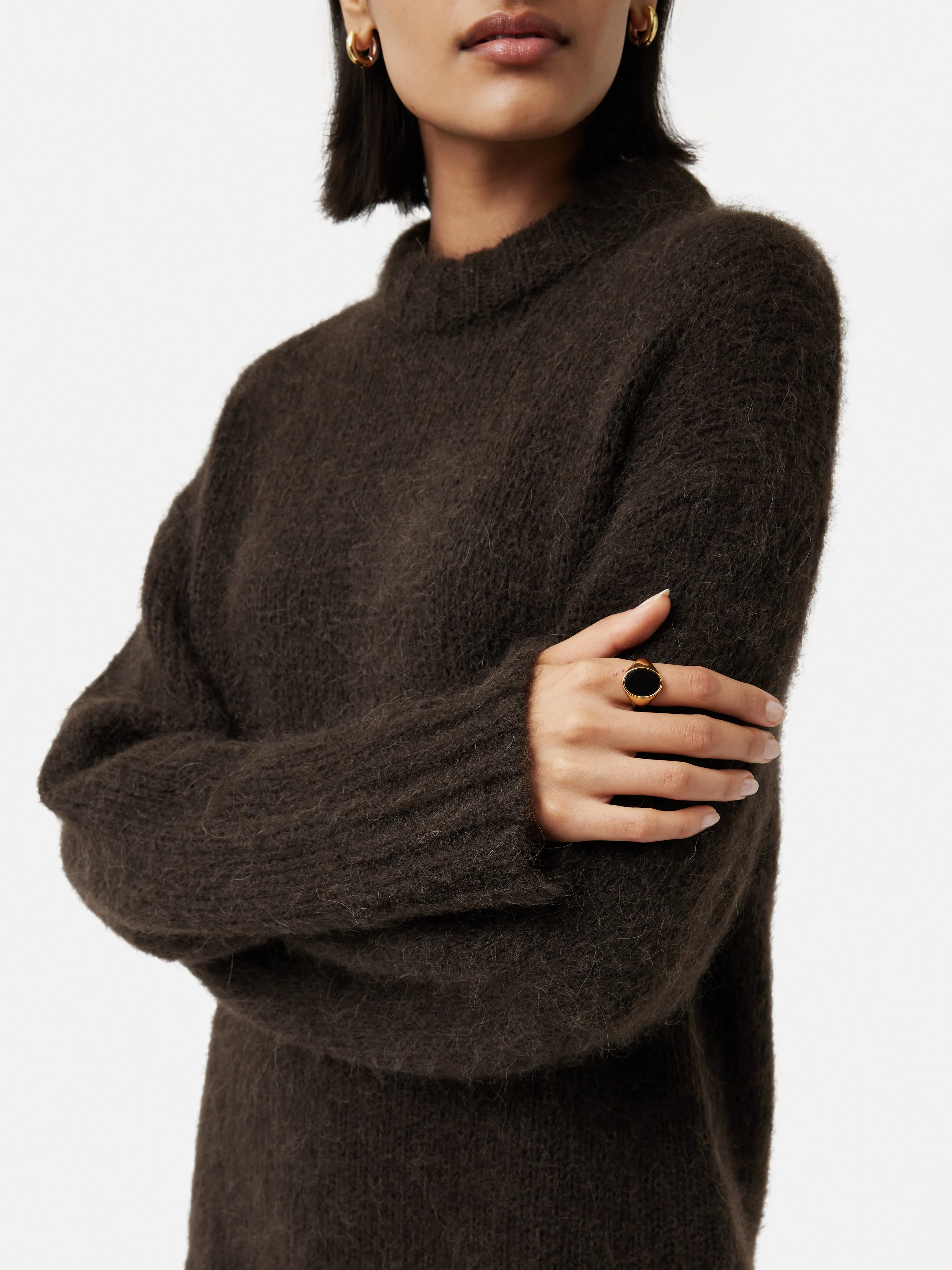 Alpaca Blend Oversized Jumper | Brown