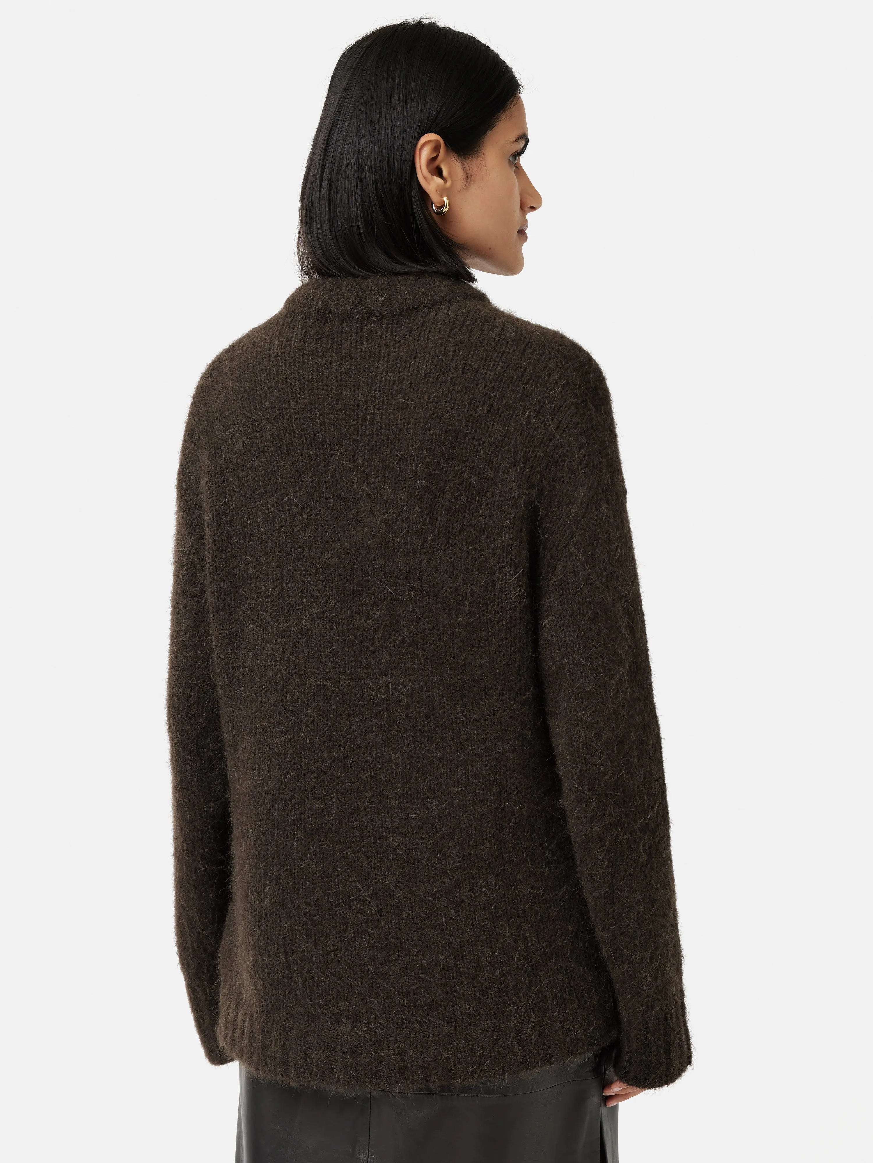 Alpaca Blend Oversized Jumper | Brown