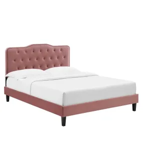 Amber Performance Velvet Twin Platform Bed By Modway - MOD-6780 - Dusty Rose