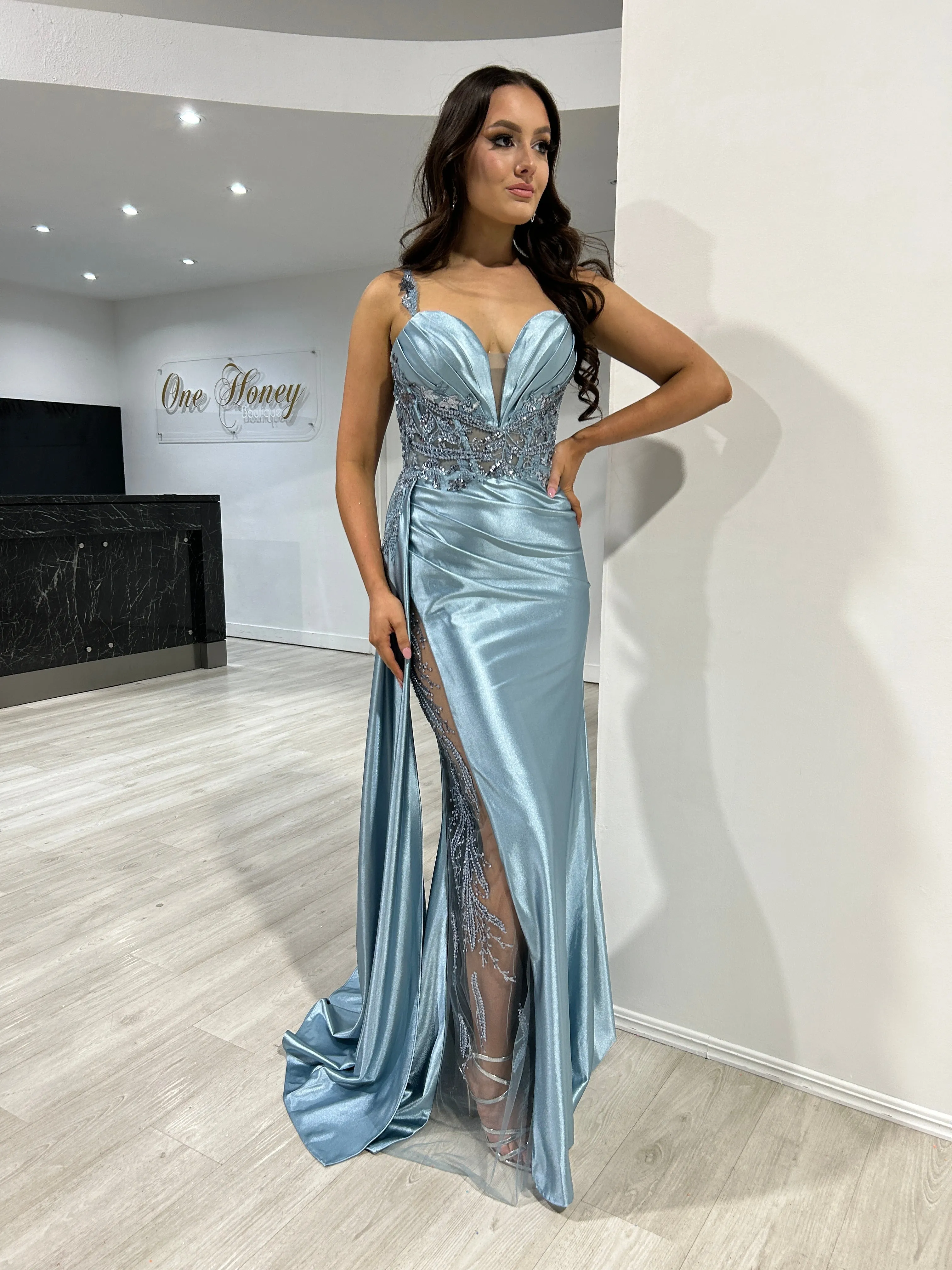 ANTONIA Embellished Corset Satin Mermaid Formal Dress