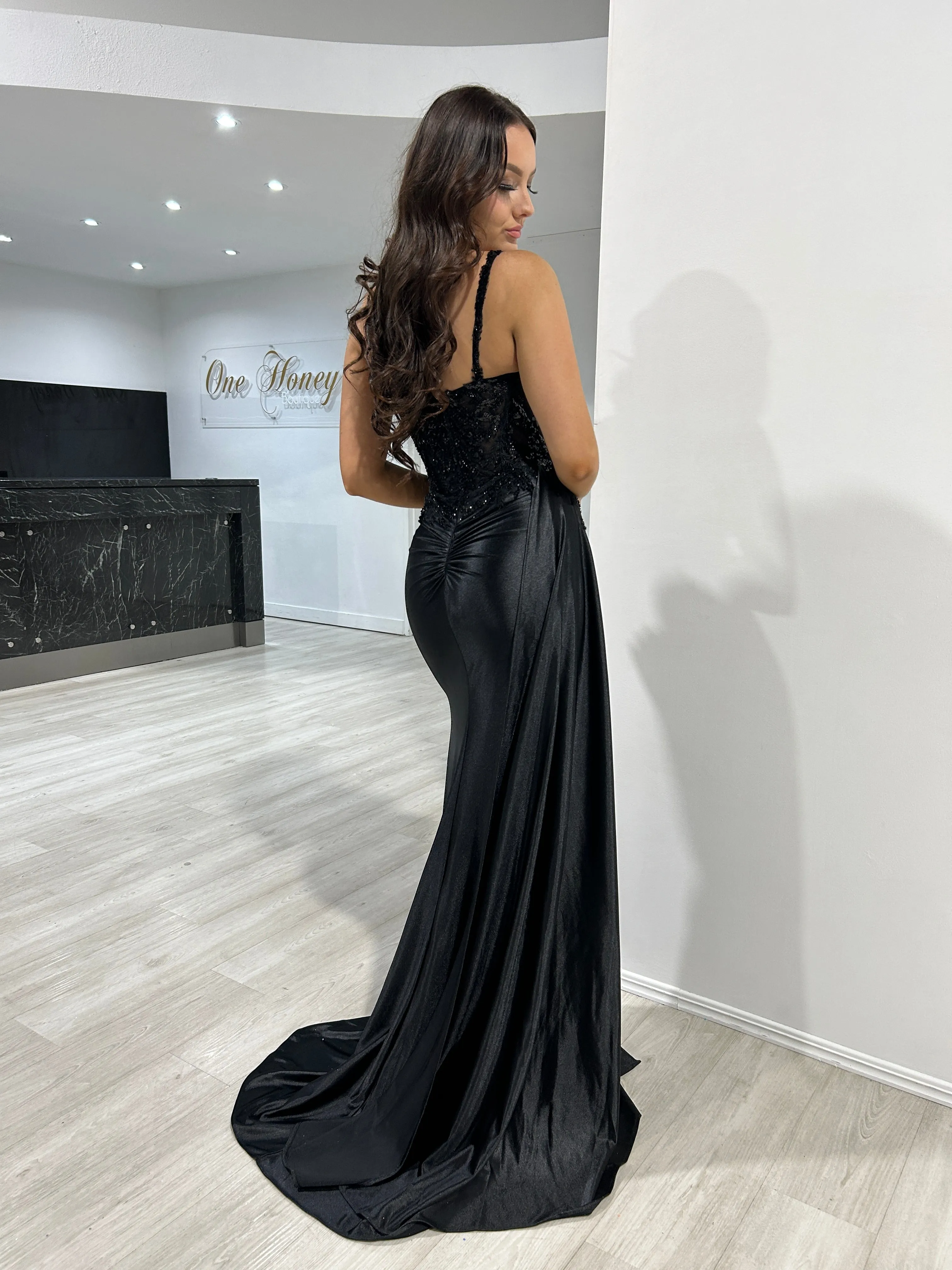 ANTONIA Embellished Corset Satin Mermaid Formal Dress