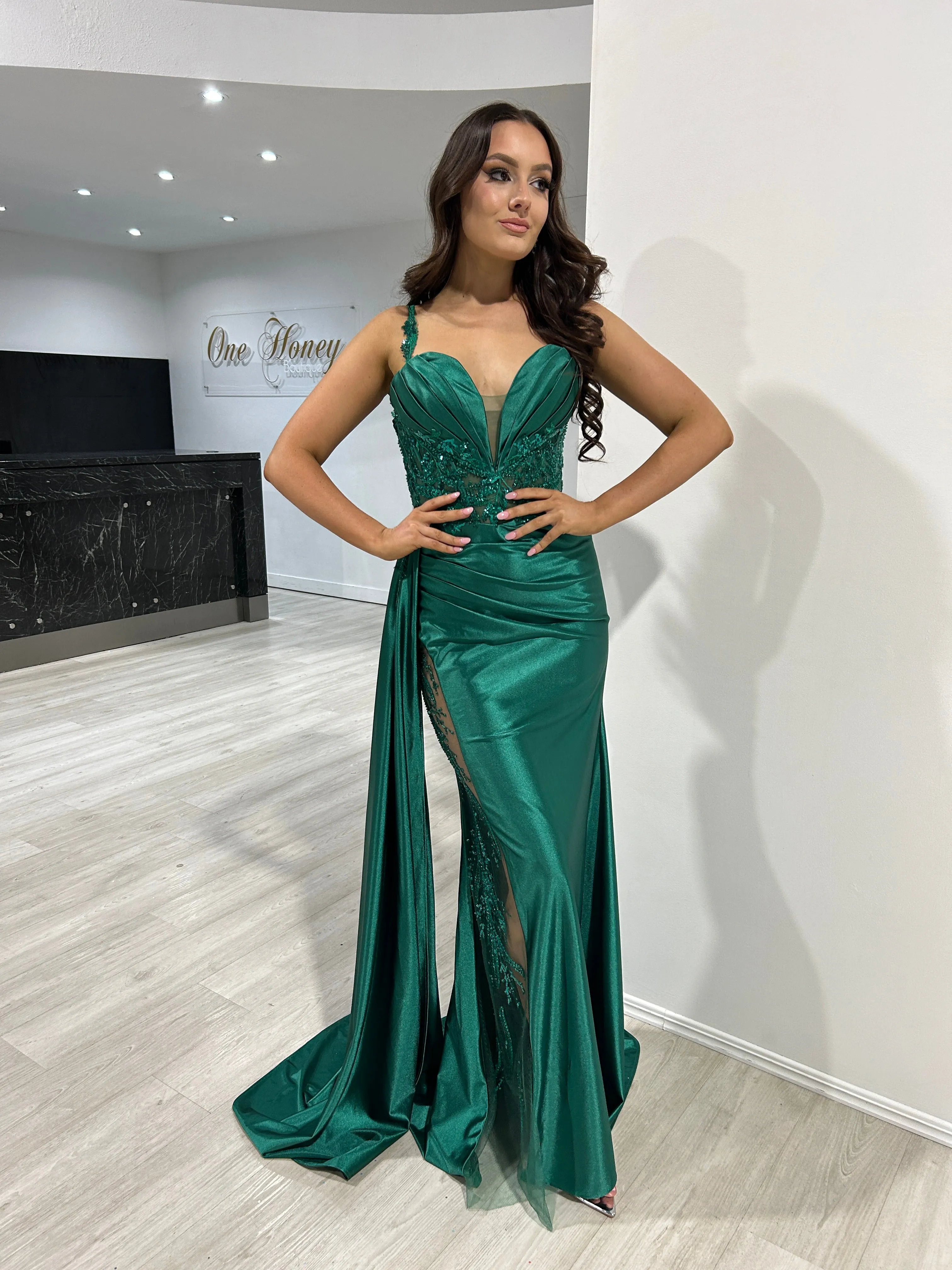 ANTONIA Embellished Corset Satin Mermaid Formal Dress