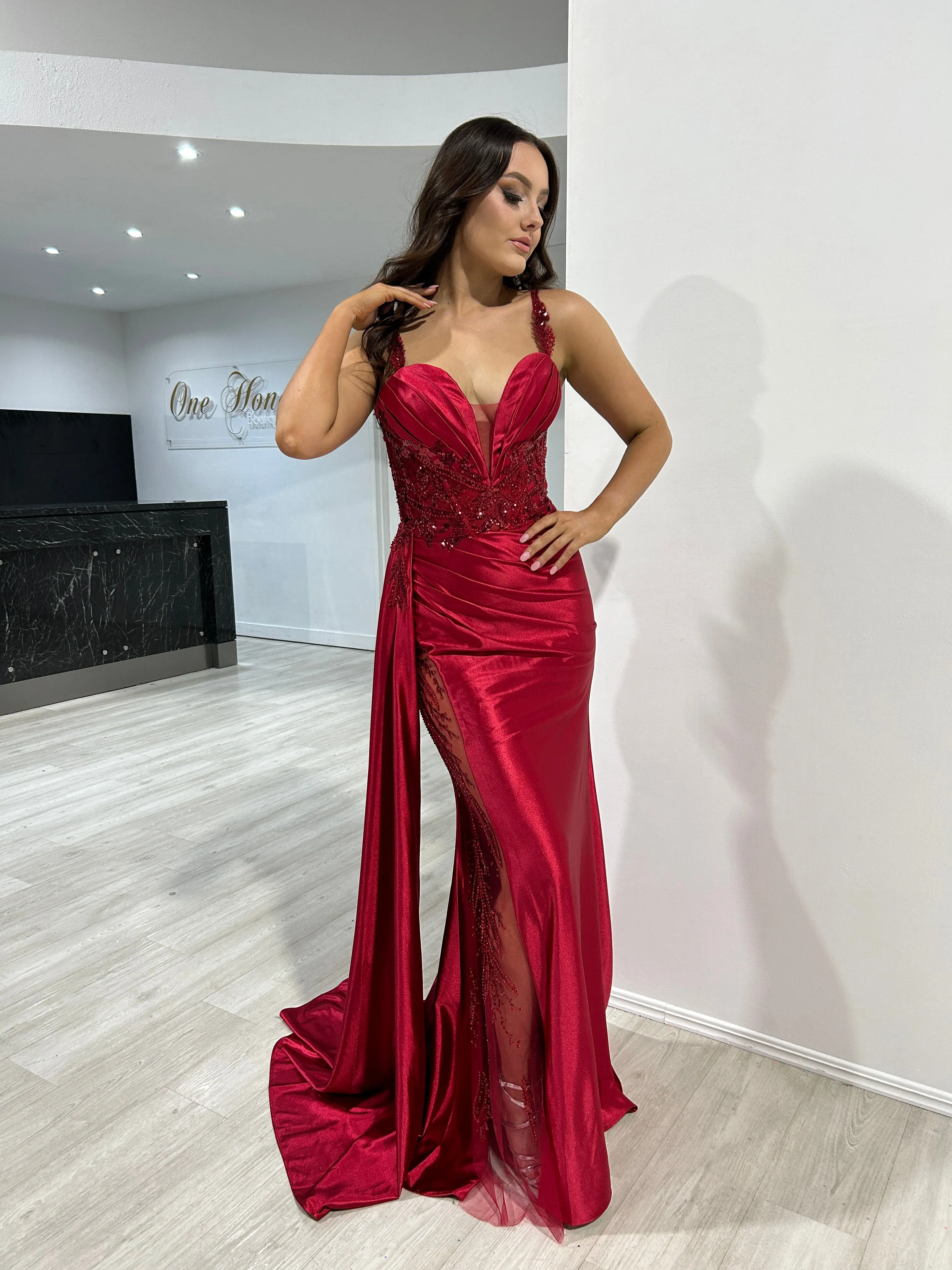 ANTONIA Embellished Corset Satin Mermaid Formal Dress