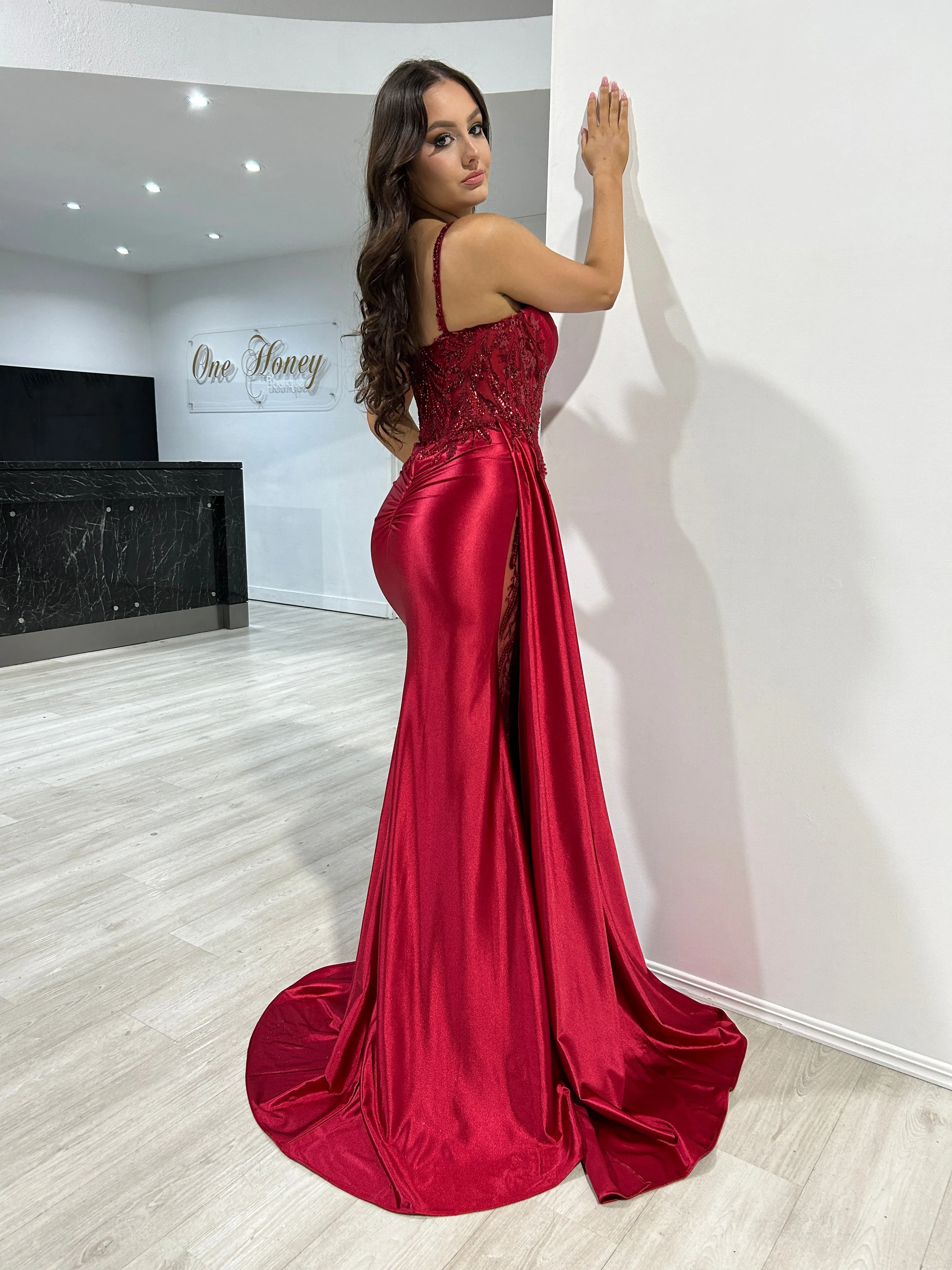 ANTONIA Embellished Corset Satin Mermaid Formal Dress