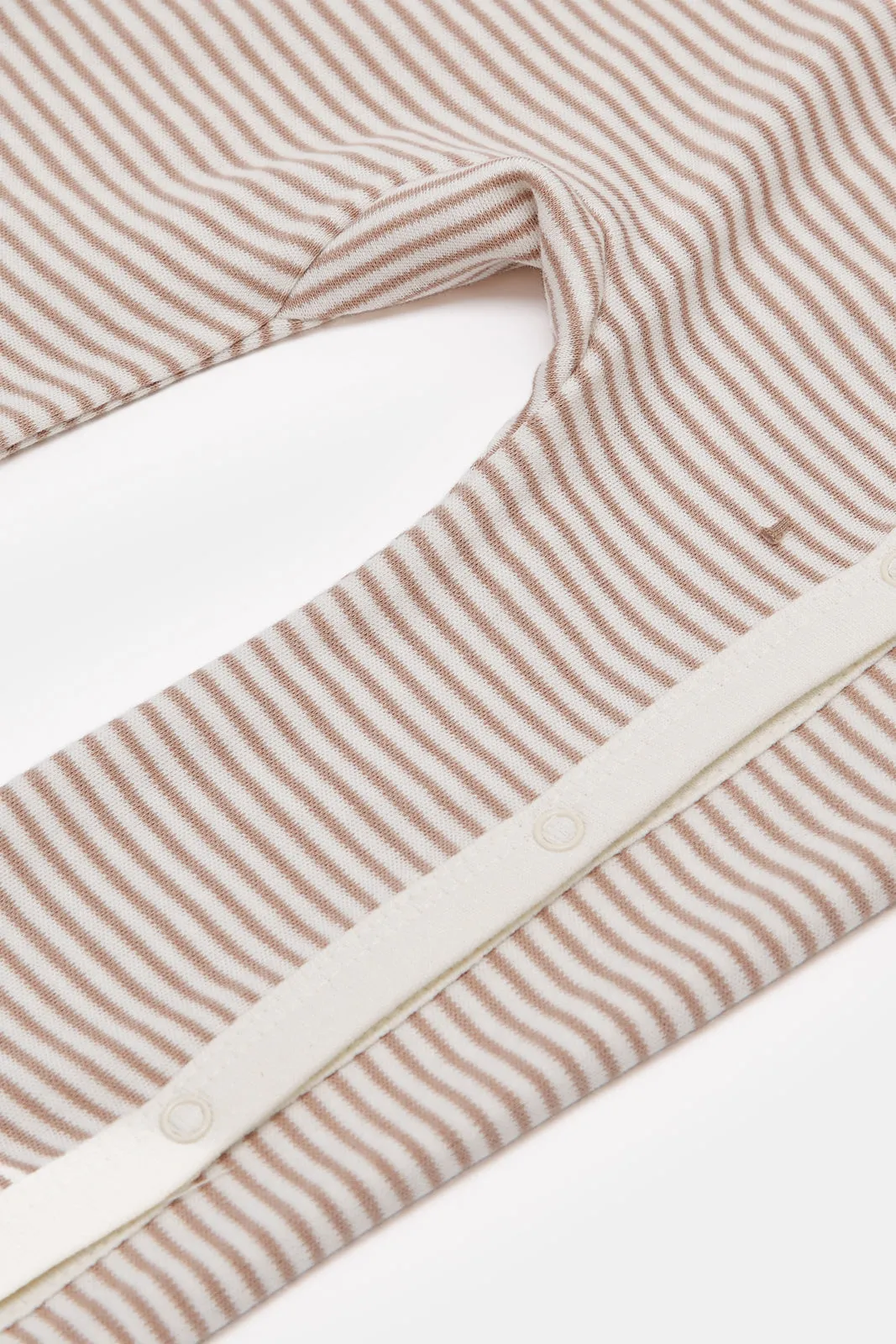 Baby Beige Striped Sleepsuit