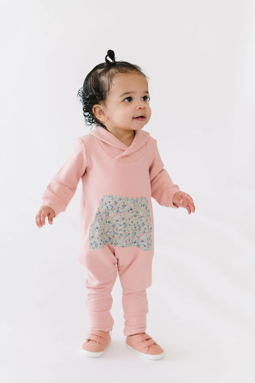 Bamboo Shawl Collar Romper in Rose Fleurs