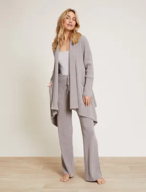 Barefoot Dreams Draped Ribbed Shawl Collar Cardigan in Pewter