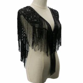 Black Beaded Chevron Pattern Shawl