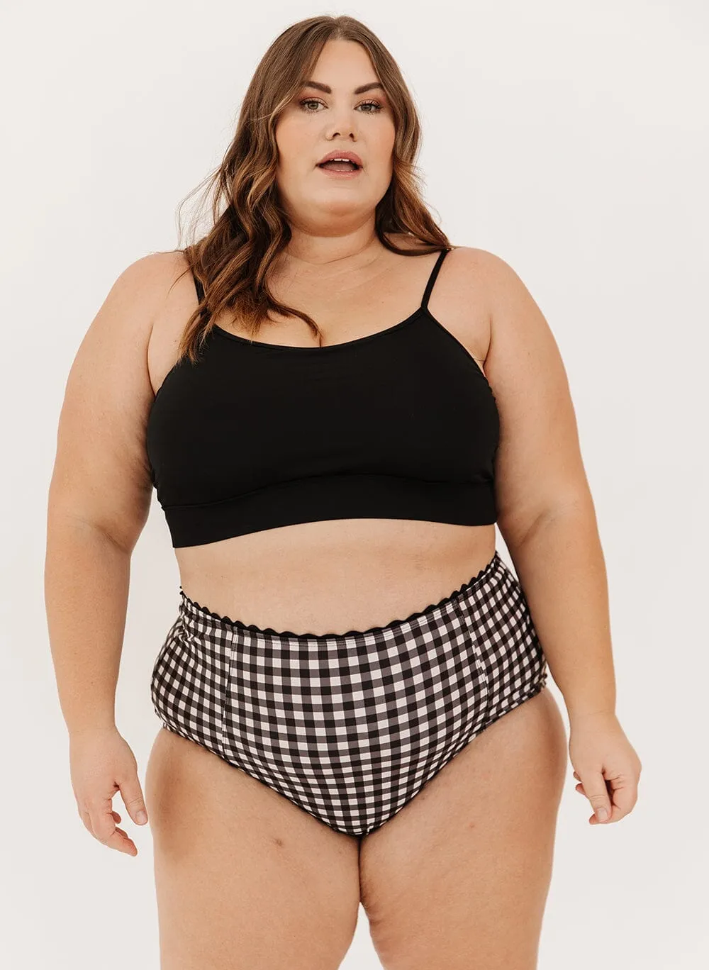 Black Gingham High-Waist Bottoms