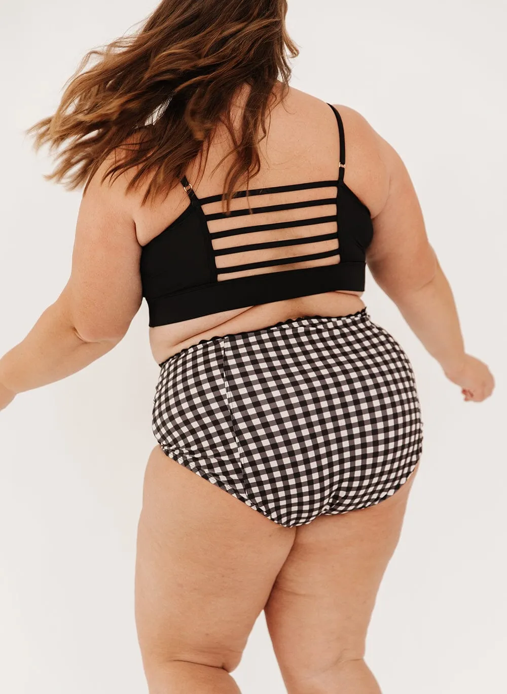 Black Gingham High-Waist Bottoms