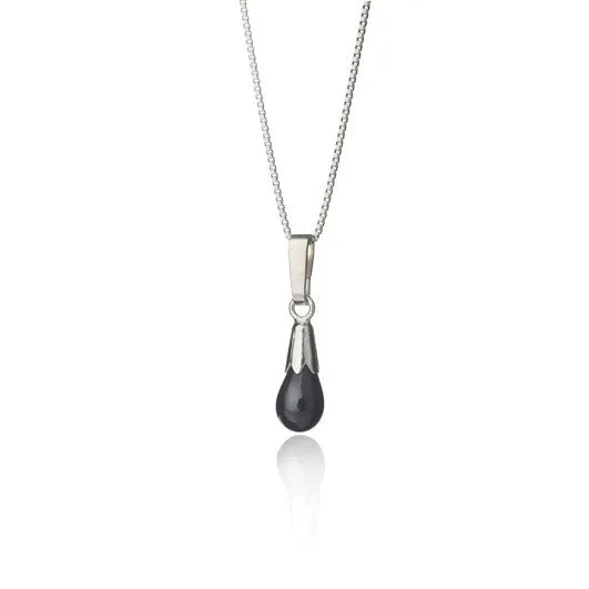 Black lava tear necklace - Drop