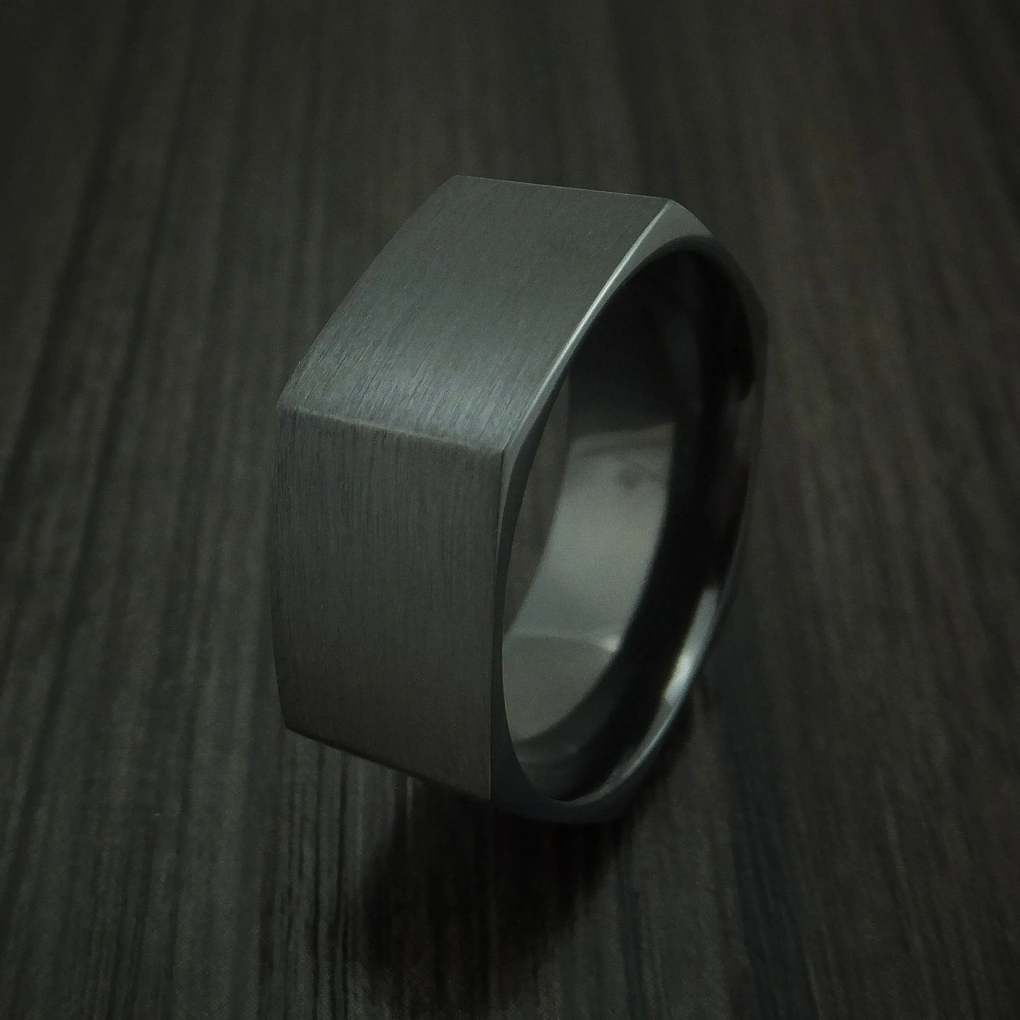 Black Titanium Hexagon Band Custom Made Men's Ring