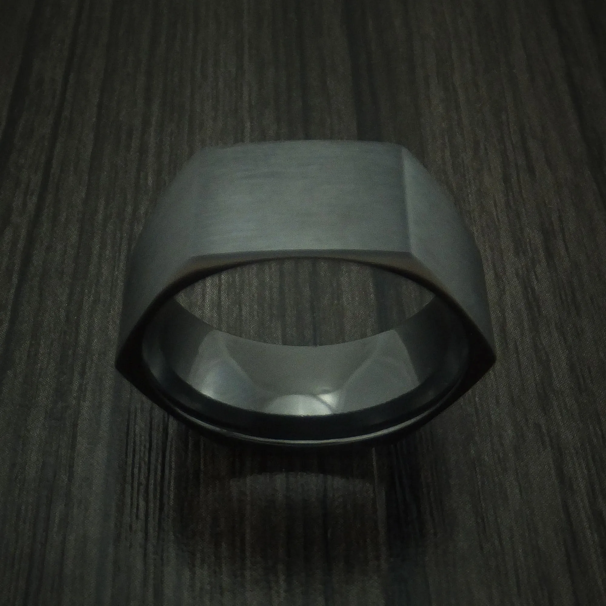 Black Titanium Hexagon Band Custom Made Men's Ring