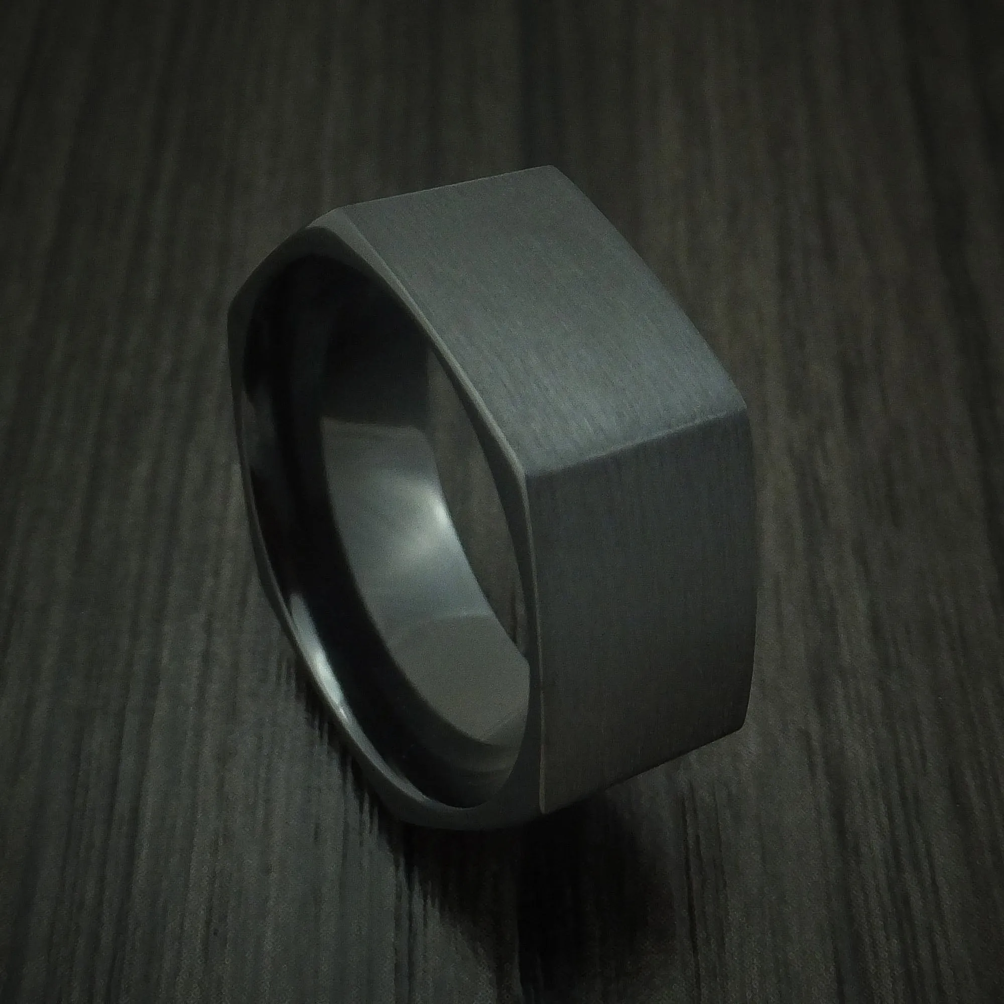 Black Titanium Hexagon Band Custom Made Men's Ring