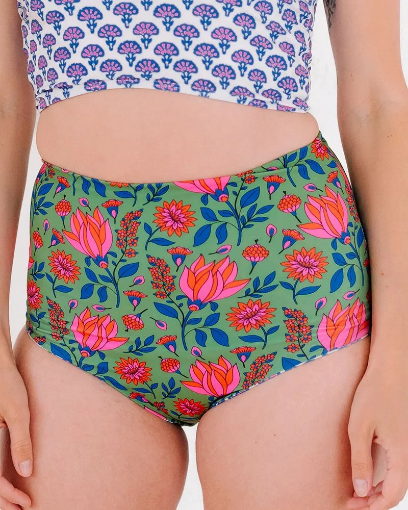 Block Floral/ Fresco Floral Reversible Ultra High-Waist Bottom