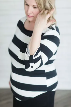 Boat Neck Striped Top