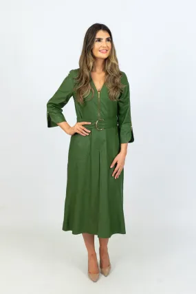 Camelot Forest Green Designer Faux Leather Dress