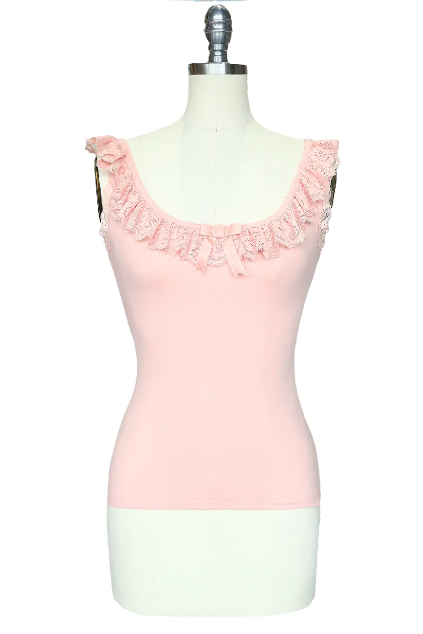 D'Amour Madam Ruffle Singlet (Dusty Pink)