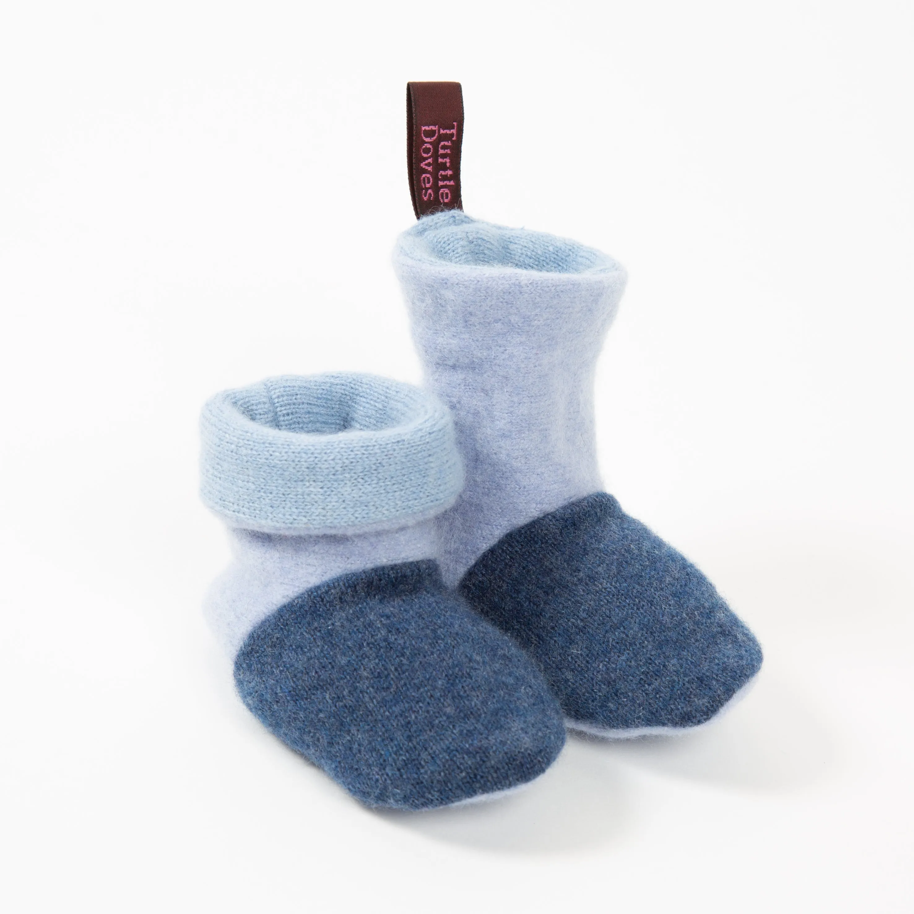 Denim Mix Cashmere Baby Booties