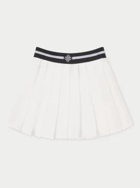 EMBLEM WAISTBAND TENNIS MINI SKIRT - WHITE