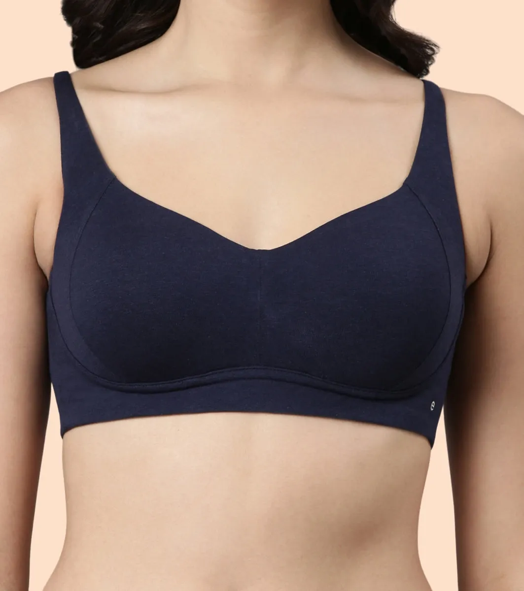 Enamor BambooBliss A077 Ultimate Softness Innovation Bamboo Cotton Full Support T-shirt Bra for Women- High Coverage, Padded and Wirefree