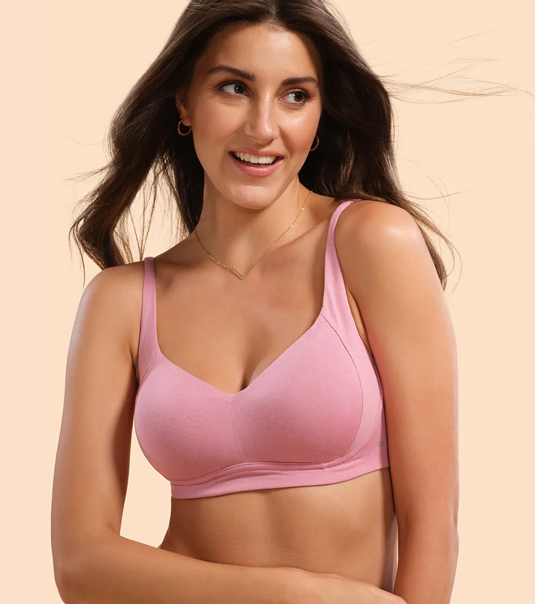 Enamor BambooBliss A077 Ultimate Softness Innovation Bamboo Cotton Full Support T-shirt Bra for Women- High Coverage, Padded and Wirefree