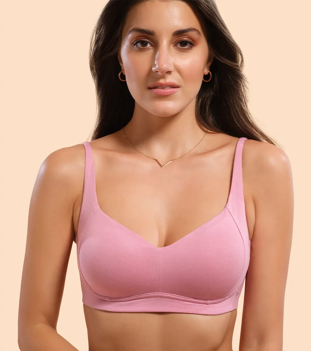 Enamor BambooBliss A077 Ultimate Softness Innovation Bamboo Cotton Full Support T-shirt Bra for Women- High Coverage, Padded and Wirefree