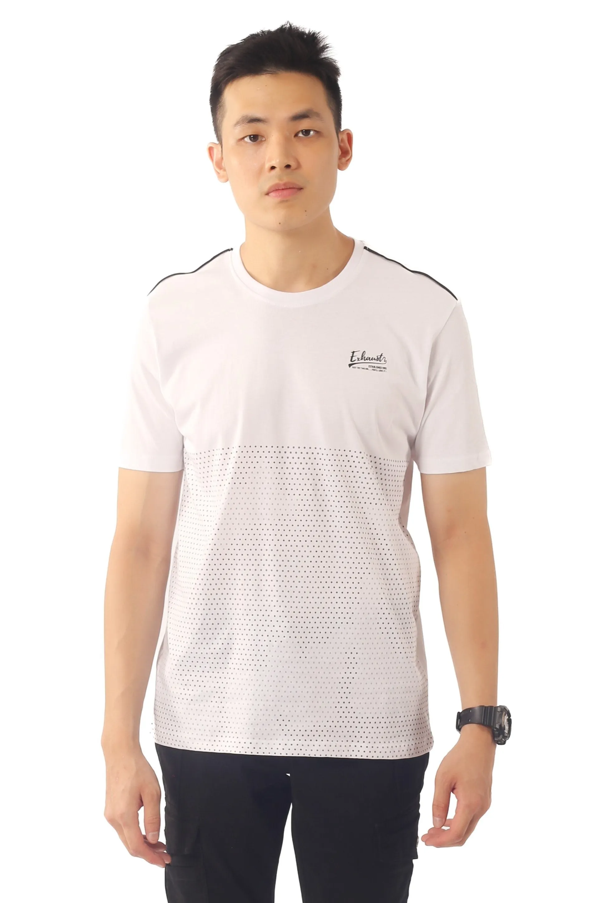 EXHAUST SHORT SLEEVE ROUND NECK T-SHIRT [FREE CUT] 1688