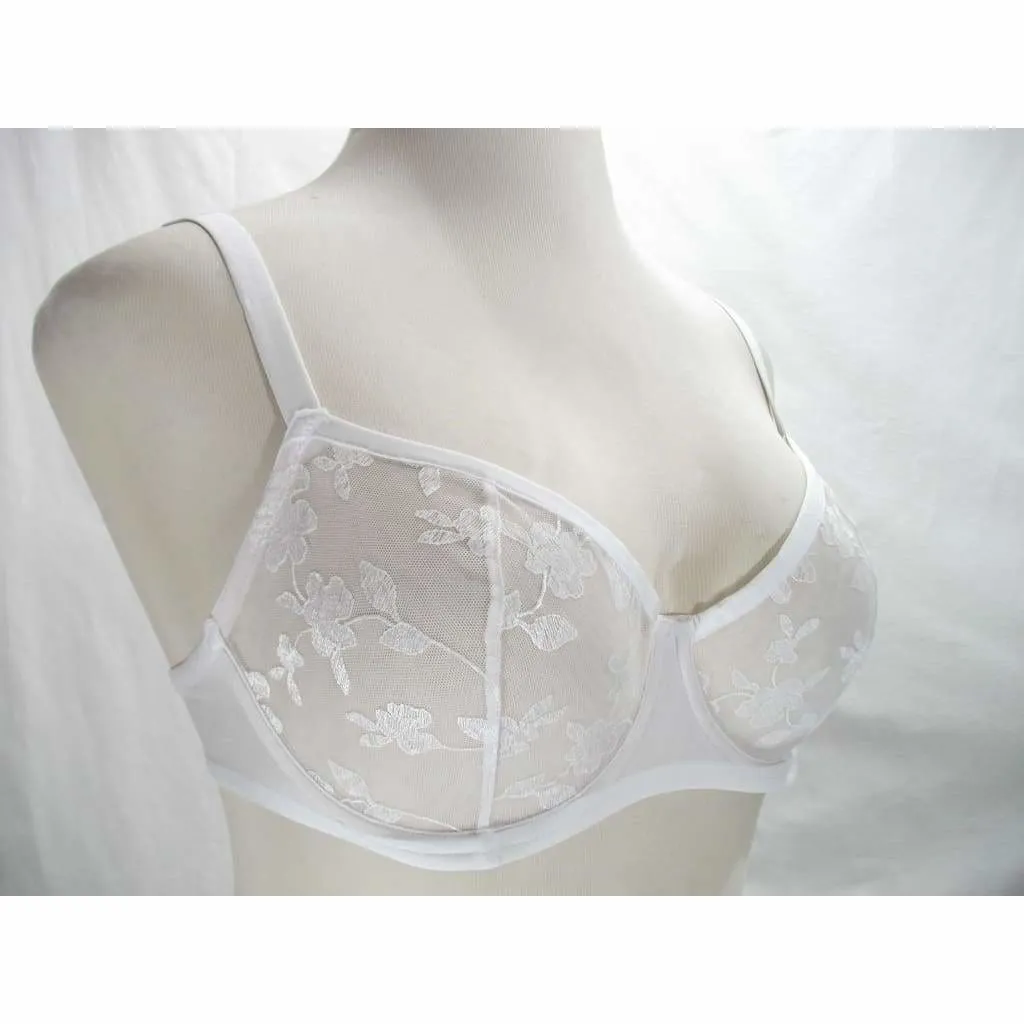 Felina 190013 Sabrina Semi Sheer Lace Demi Underwire Bra 36C White