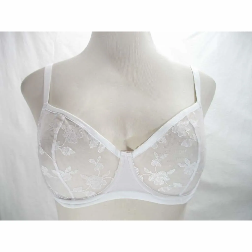 Felina 190013 Sabrina Semi Sheer Lace Demi Underwire Bra 36C White