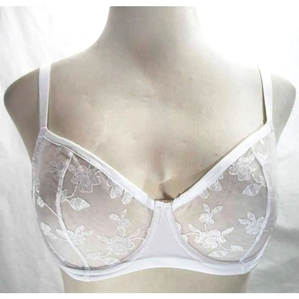 Felina 190013 Sabrina Semi Sheer Lace Demi Underwire Bra 36C White