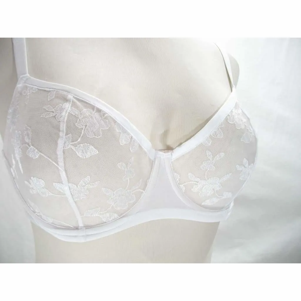 Felina 190013 Sabrina Semi Sheer Lace Demi Underwire Bra 36C White