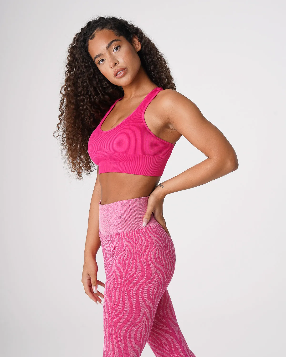 Fuchsia Galaxy Ribbed Seamless Bra