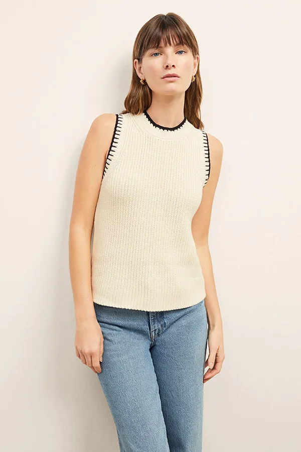 Giada Pullover - Contrast Knit :: Ivory/Black