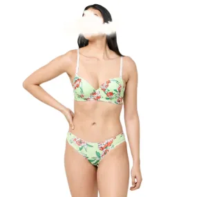 Green Floral - Bra Set