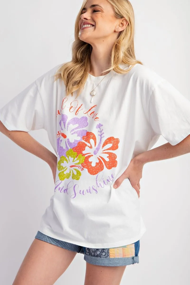 Hawaiian Print Mineral Washed Jersey Top