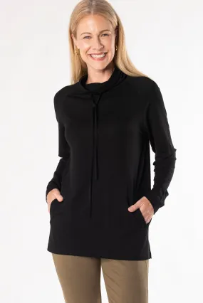 Iris Shawl Collar Bamboo Tunic - Black