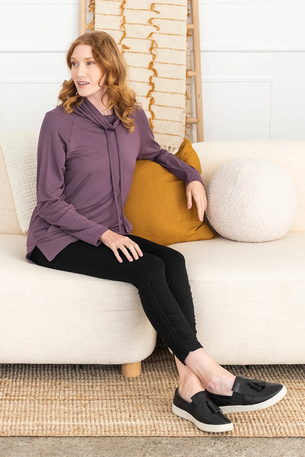 Iris Shawl Collar Bamboo Tunic - Mauve