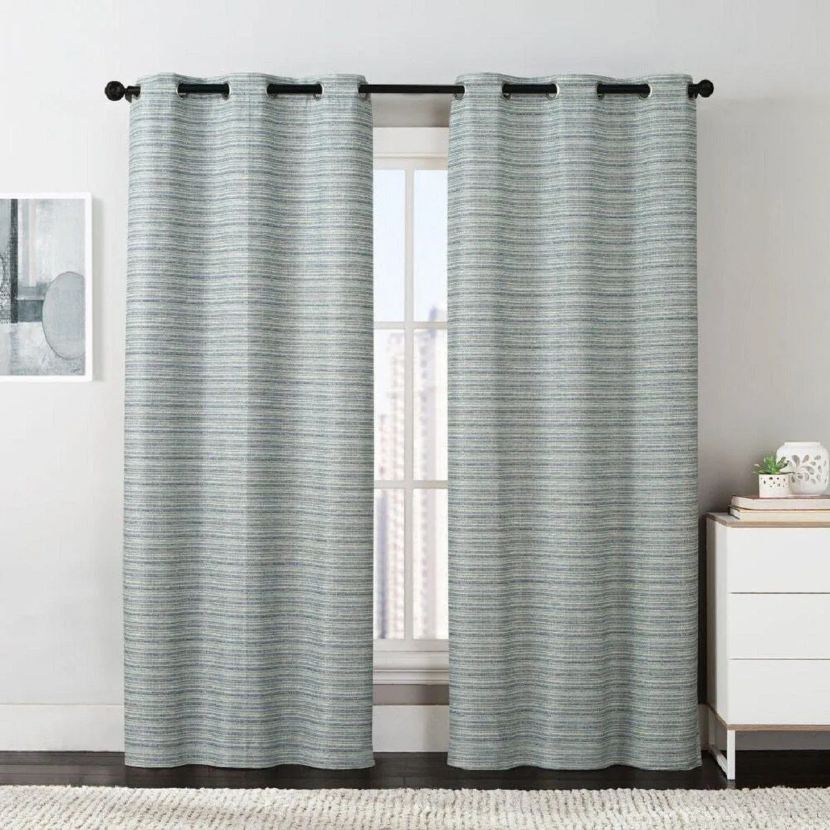 Manor Printed Thermal Grommet Room Darkening Curtain Panels 76”Wx84”L(Set of 2)