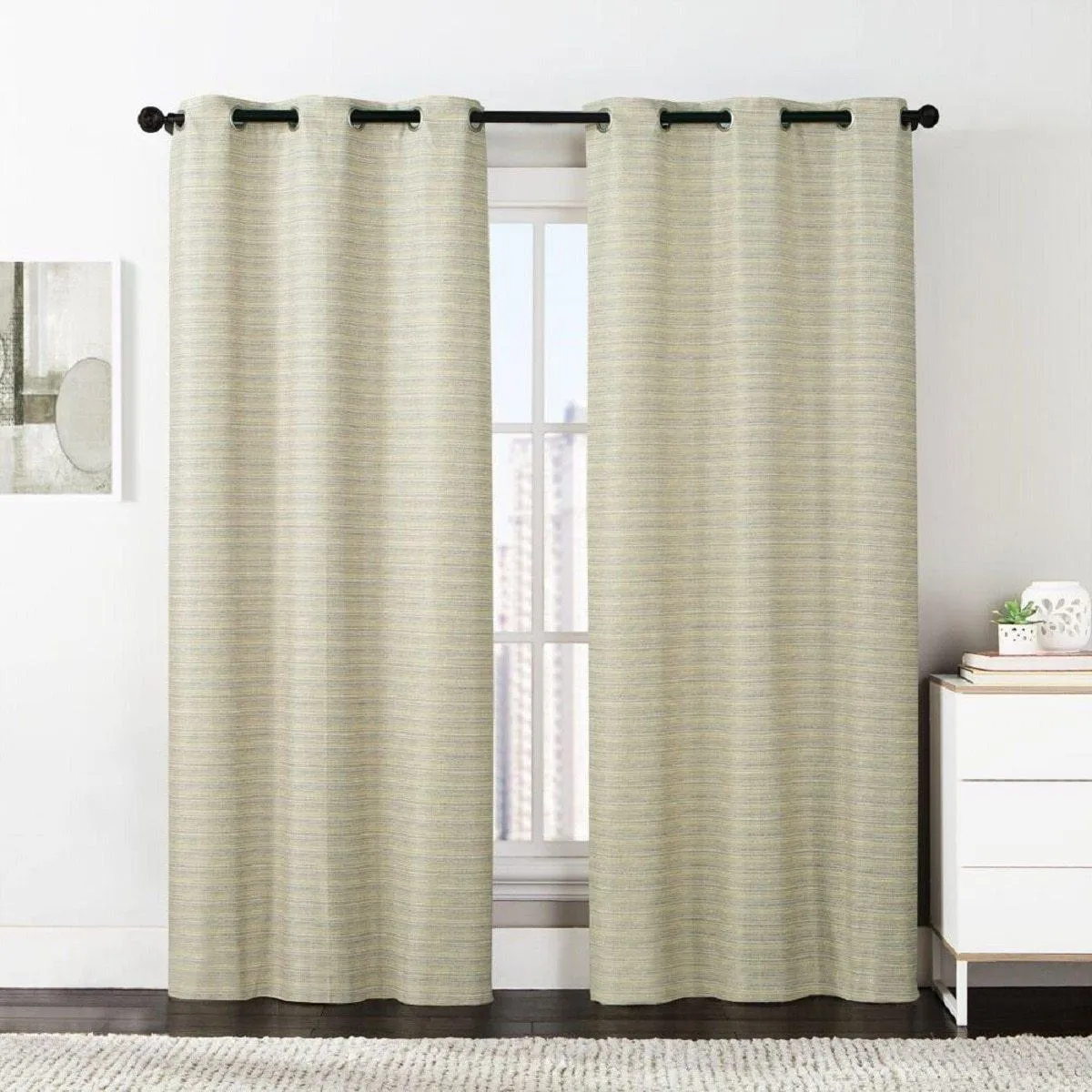 Manor Printed Thermal Grommet Room Darkening Curtain Panels 76”Wx84”L(Set of 2)