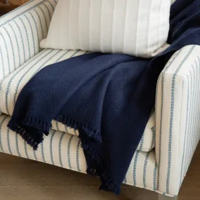 Midnight Blue Handwoven Cashmere Throw