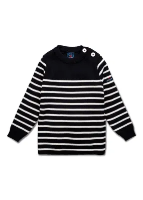 Moussaillon striped sailor jumper for babies - in blended wool (NAVY/ECUME)